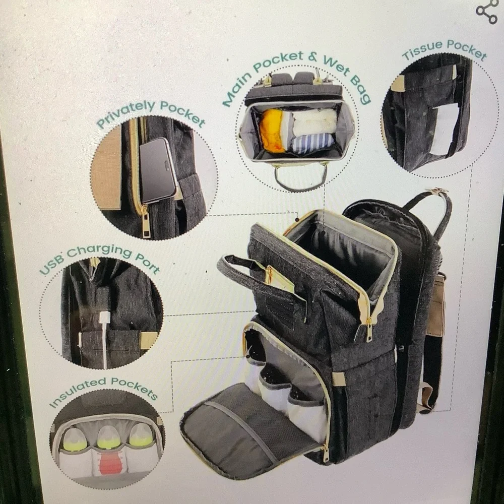 HOTBEST Diaper Bag Backpack, waterproof Large Baby Bag, Nappy Changing Bags